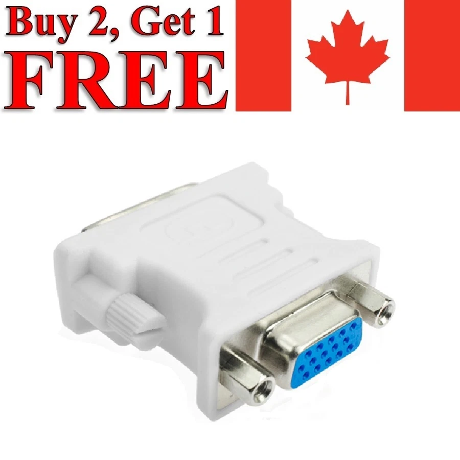 DVI-D Male to VGA Female Converter Adapter 24+1 Dual Link 15 Pin for PC - Image 1 of 3