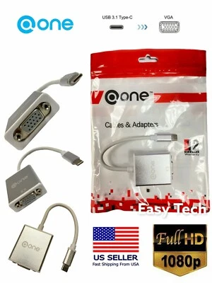  Type C USB 3.1 Male to VGA Female Adapter Port Cable Connector  - Image 1 of 4