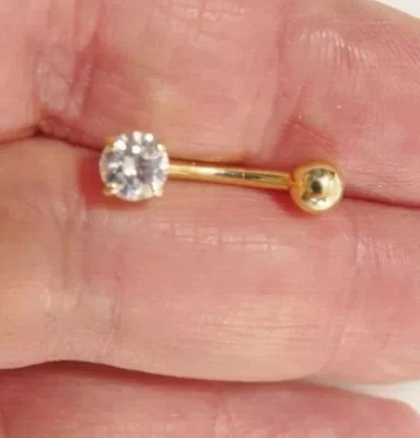 1.00Ct Round Cut Lab-Created Diamond Belly Button Ring 14K Yellow Gold Plated - Image 1 of 4