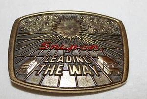 Vintage 1988 Brass Snap On Tools Leading The Way Limited Edition Belt Buckle UD1 - Picture 1 of 5
