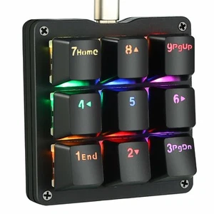 9 Keys One Handed Mechanical Gaming Keyboard RGB LED Backlit with Blue Switches - Picture 1 of 6
