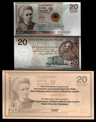 Poland 20 ZLOTYCH P-A184 2011 Commemorative NOBLE MARIE CURIE UNC NOTE + FOLDER - Image 1 of 3