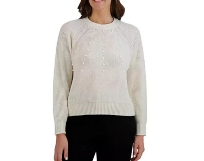 Suéter para mujer French Connection adornado talla M marfil Foto 1 de 4