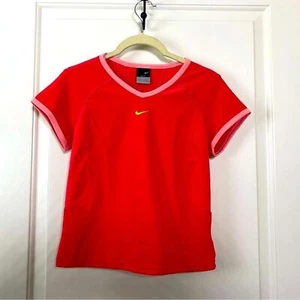 PRE-OWN NIKE Dri-Fit Cap Sleeve V-Neck Activewear Orange Tennis Tee - Bild 1 von 4