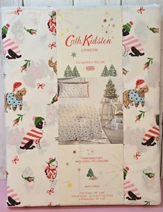 Cath Kidston 3pc Christmas Puppy Love Pink TWIN SIZE Sheet Set 100% COTTON - Picture 1 of 5