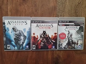 Assassin's Creed 1, 2, 3 PS3 Lot Complete - Picture 1 of 6