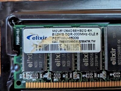 Elixir M2U51264DS8HB3G-6K PC2700U-25330 512MB PC2700 333MHz Desktop DDR Memory - Image 1 of 3