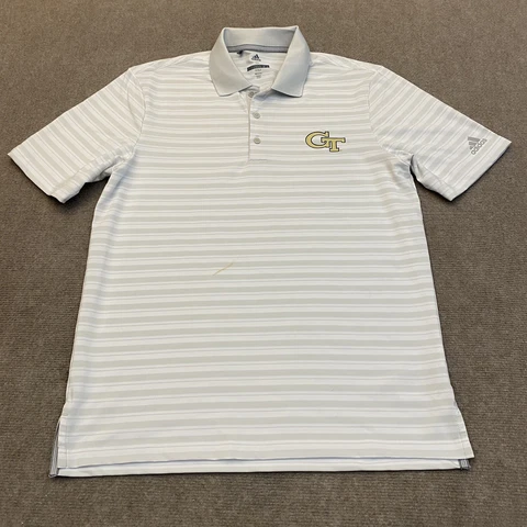 Georgia Tech Yellow Jackets adidas Polo Shirt Mens Small Gray NCAA Logo Cover