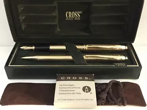CROSS TOWNSEND 18K GOLD FILLED FOUNTAIN PEN / ROLLERBALL & 0.5 PENCIL #775-6/773 - Picture 1 of 12