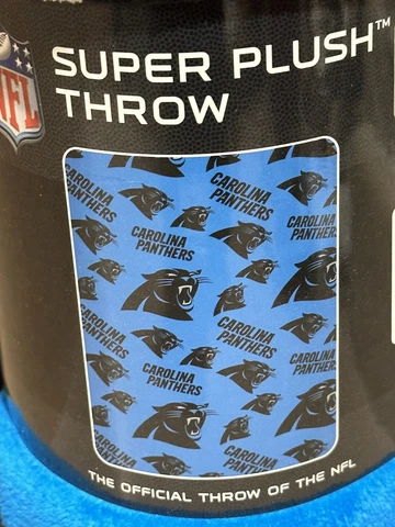 Carolina Panthers  NFL Logo 46" X 60" Logo Super Plush Throw Blanket / NWT Cover