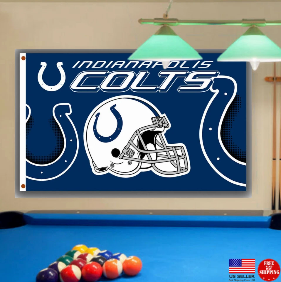 Indianapolis Colts 3x5 Bandera Hombre Cueva Banderas Fútbol Colt Banner EE. UU. Banderas EE. UU. Foto 1 de 4