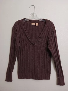 North Crest Womens M Dark Brown 38" Bust V Neck Sweater Y2K - Picture 1 of 3