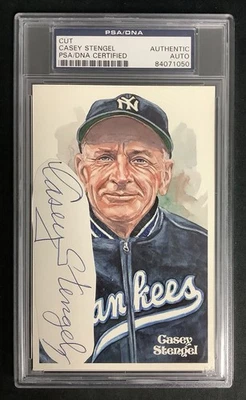 Casey Stengel Signed Perez Steele Postcard Cut Index Yankees Autograph PSA/DNA - Image 1 of 3