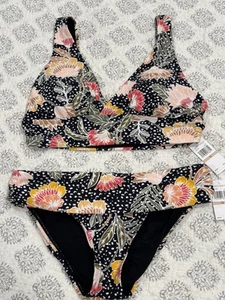 Jantzen Bikini Größe 12 schwarz geblümt schön zweiteilig neu mit Etikett - Bild 1 von 7