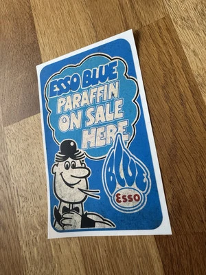 Esso Blue Man Paraffin On Sale Here Sticker Decal For Valor Fuel Oil Pourer - Image 1 of 2