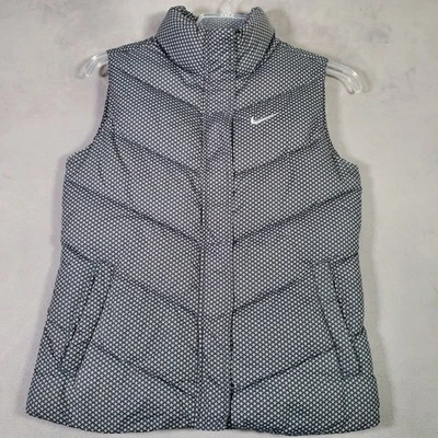 Nike Puffer Vest Girls L 14/16 Gray All Over Star Print Full Zip Winter Gorpcore - Image 1 of 4