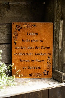 Schild Spruchtafel rostiges Gartenschild Edelrost Rost zum hängen Gartendeko - Bild 1 von 4