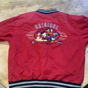 Vintage Disney Varsity Jacket Original Embroidered Faded Red Sz Large.    J699 - Picture 1 of 7