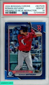 2024 Bowman Chrome Prospects Roman Anthony #BCP235 BLUE 16 OF 150 RC PSA 10 - Bild 1 von 3