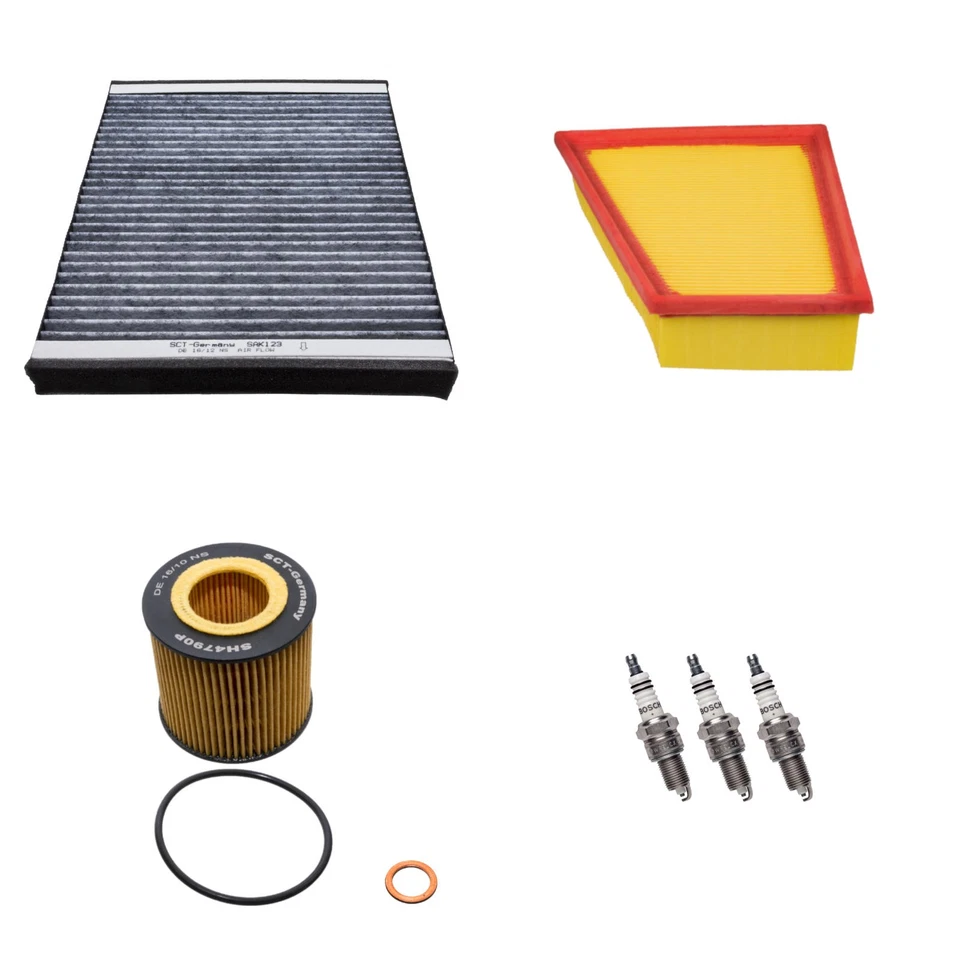 Filter-Satz + Zündkerzen für 1.2 VW Polo 9N Ibiza Fabia Roomster ab Bj.04/2005 - Bild 1 von 1