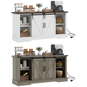 HOMCOM Sideboard w/ Charging Station Farmhouse TV Stand, TV Up to 65" - Picture 1 of 23