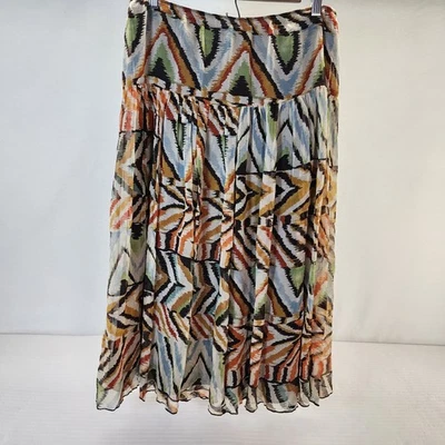 Nine West 真丝长裙几何印花波西米亚女式 10 码 — 第 1/4 张图片