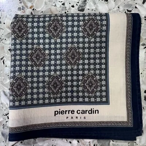 MAN BLUE HANDKERCHIEF COTTON ART POCKET SQUARE17" CLASSIC GEOMETRIC PAISLEYS VTG - Picture 1 of 3
