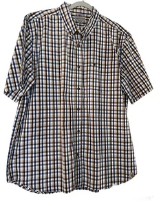 Carhartt Shirt XL Blue Brown Plaid Button Front Short Sleeve Shirt - Picture 1 of 8