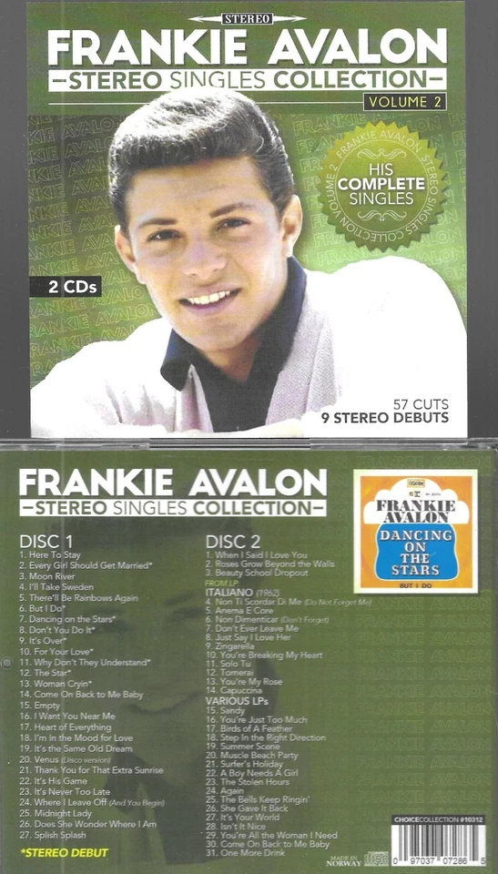 FRANKIE AVALON-COMPLETE СИНГЛЫ V.2-100% СТЕРЕО-2 CD-57 CUT-9 СТЕРЕО ДЕБЮТЫ - Изображение 1 из 1