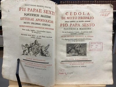 1778 Cedola Di Moto Proprio Pope Pius VI Decree On The University Of Ferrara - Image 1 of 4