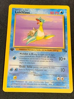 C304 POKEMON TCG LOKHLASS LAPRAS 25 FRENCH NON-HOLO DMG CARD 1ST ED DAMAGED - Image 1 of 4