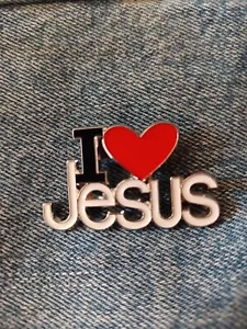 JESUS-"I LOVE JESUS- ENAMEL, LAPEL, BROOCH PIN-NEXT DAY SHIPPING - Picture 1 of 1