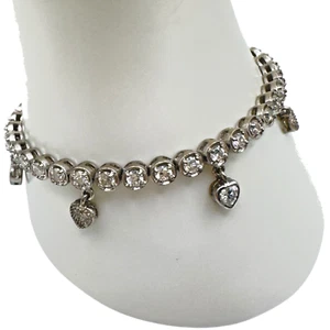 Bracciale tennis argento sterling cuore pendente zirconi zirconi misura 7 925 - Foto 1 di 18