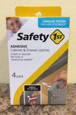 Safety 1st HS310 White Adhesive Cabinet & Drawer Latches 4-Pack - Image 1 of 4
