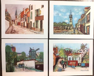 Set 4 Maurice Utrillo Montmartre France Scenes 9x11 Print Donald Art Co Vintage - Picture 1 of 8