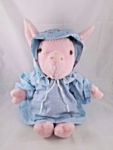 Eden Pink Pig Plush in Cap Gown Pajamas 16 Inch Vintage Stuffed Animal toy - Picture 1 of 10