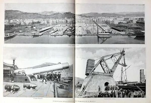 1888 Incisione ARSENALE LA SPEZIA BACINI CARENAGGIO - Imagen 1 de 1