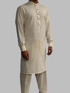 Herren Premium Shalwar Kameez Uni - Creme - Bild 1 von 3