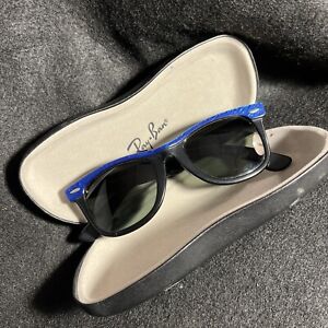Vintage B&L Ray-Ban Black/Blue Street Neat Sunglasses With Leather Hard Case 