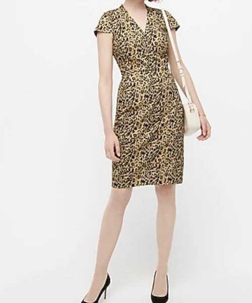 JCREW V-neck sheath dress in leopard print Sz6 AK630 Ocelot Multi SP”20