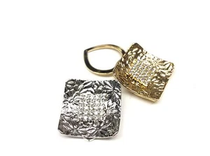 FERMA FOULARD  ARGENTO QUADRATO STRASS CM 2,5 - Picture 1 of 1