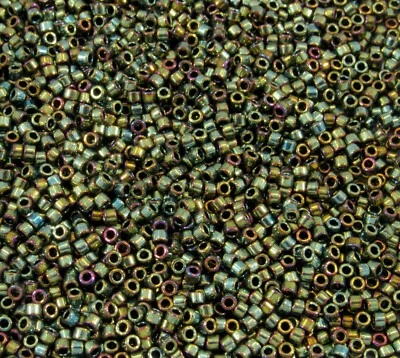 11/0 Miyuki DB0024 Metallic Olive Green Delica Seed Beads, 5 Grams Tube DB-0024 - Image 1 of 2