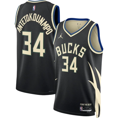 NWT M 44 Milwaukee Bucks Giannis Antetokounmpo Black Statement Edition Jersey Cover