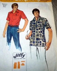 *CAMISA DE HOMBRE DE COLECCIÓN DÉCADA DE 1970 patrón de costura pecho medio 38-40 - Imagen 1 de 1