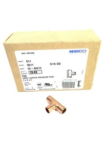 Qty-50 NIBCO Tee 611-5/16 Wrot Copper Pressure Fitting CxCxC For 5/16 OD - Picture 1 of 5
