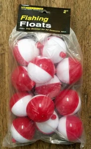 HI-TECH TACKLE 2" RED/WHITE FISHING FLOATS 12PK (PFF-2) - Picture 1 of 1