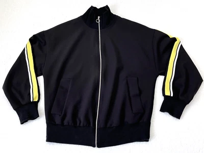 Zara Basic Jacket Womens Medium Black Yellow Striped Full Zip Coat Preppy Ladies - Image 1 of 4