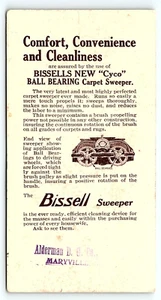 c1900 BISSELL SWEEPER CYCO CARPET SWEEPER ADVERTISING BOOKMARK TRADE CARD P1956 - Picture 1 of 2