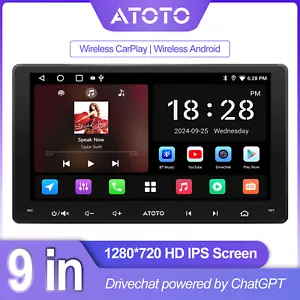 ATOTO 2 DIN 9" Car Stereo Bluetooth Carplay Android Head Unit Wireless Radio - Picture 1 of 9