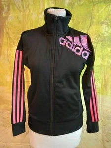 adidas black 100% polyester Tracksuit Jacket. UK girl's age 11, age 12 - Picture 1 of 11